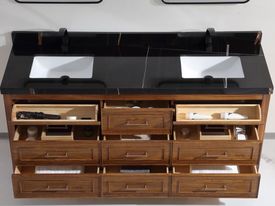 Legion Furniture Wk Series Ebony Light Brown Vanity With Black Natural Top