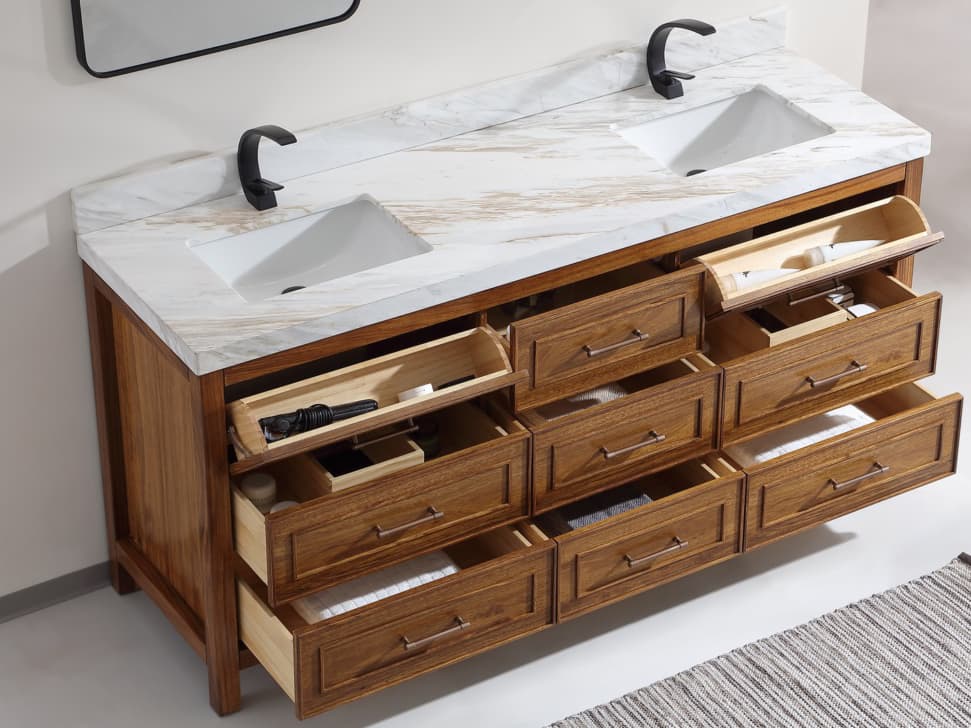 Legion Furniture Wk Series Ebony Light Brown Vanity With White Natural Top