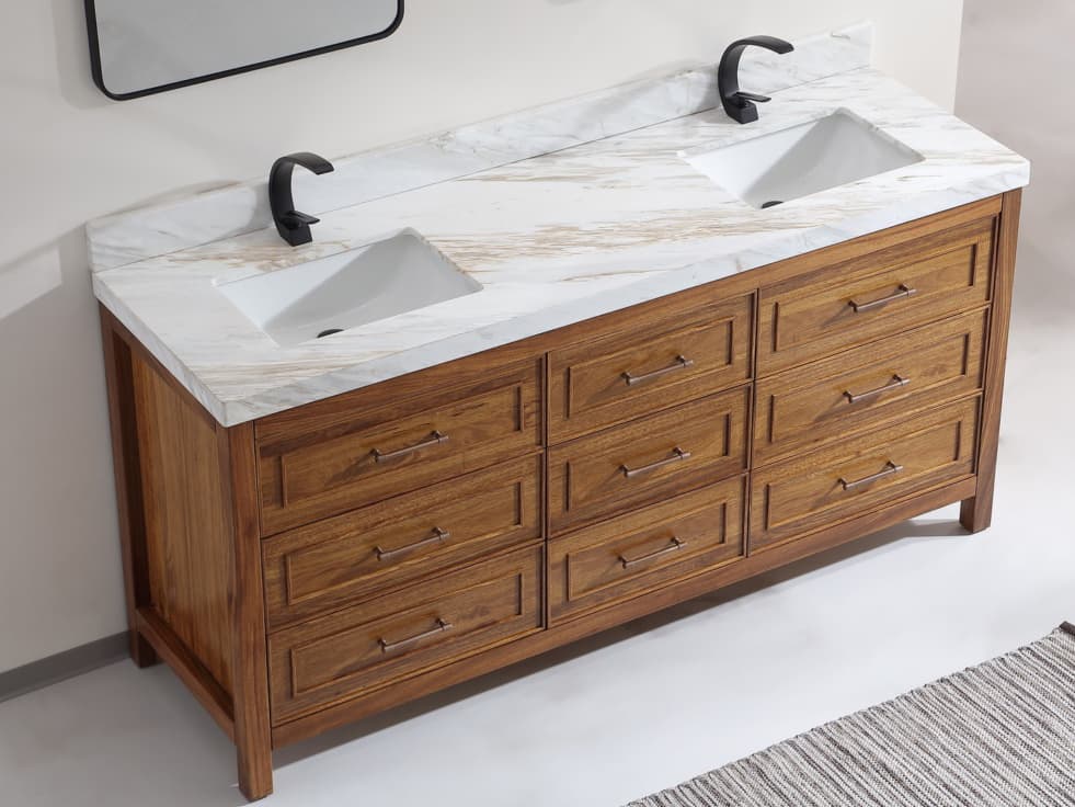 Legion Furniture Wk Series Ebony Light Brown Vanity With White Natural Top