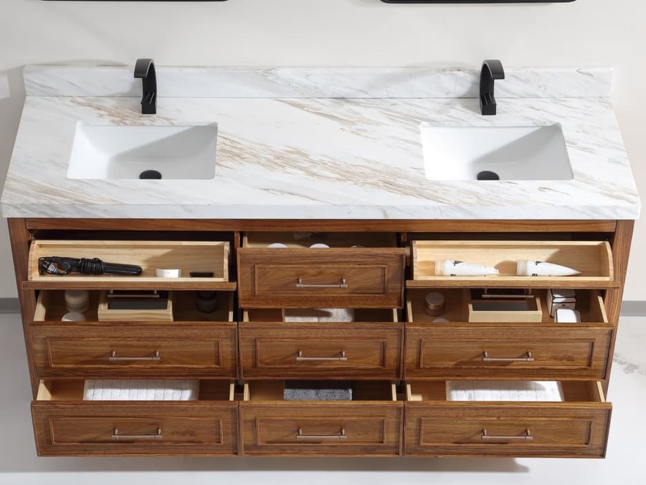 Legion Furniture Wk Series Ebony Light Brown Vanity With White Natural Top