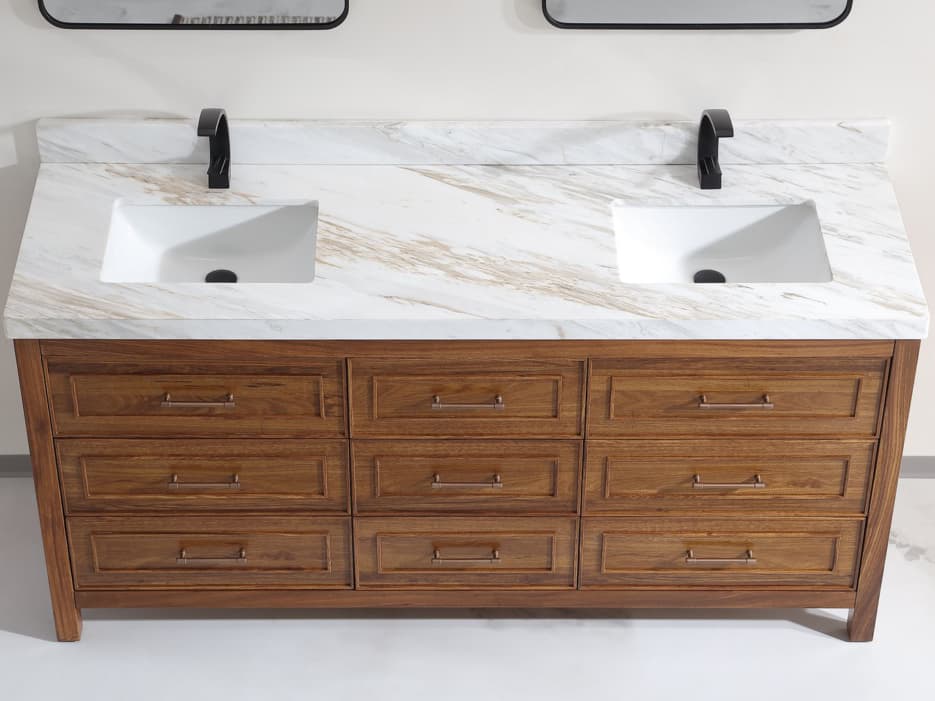 Legion Furniture Wk Series Ebony Light Brown Vanity With White Natural Top