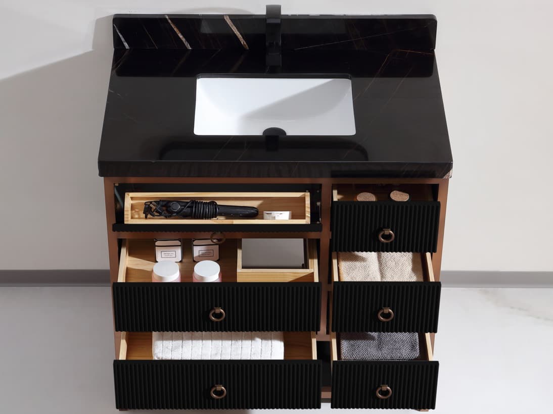 Legion Furniture Wk Series Tricorn Black Vanity With Black Natural Top