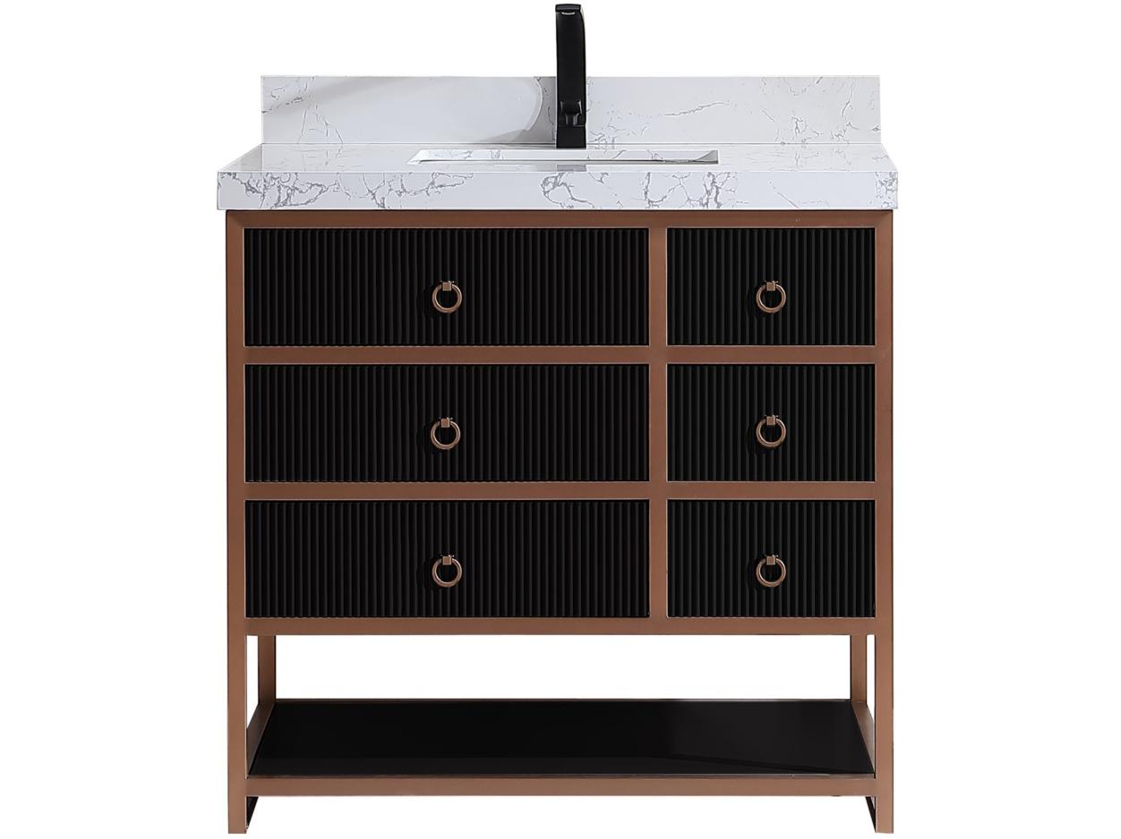 Legion Furniture Wk Series Tricorn Black Vanity With White Artificial Top