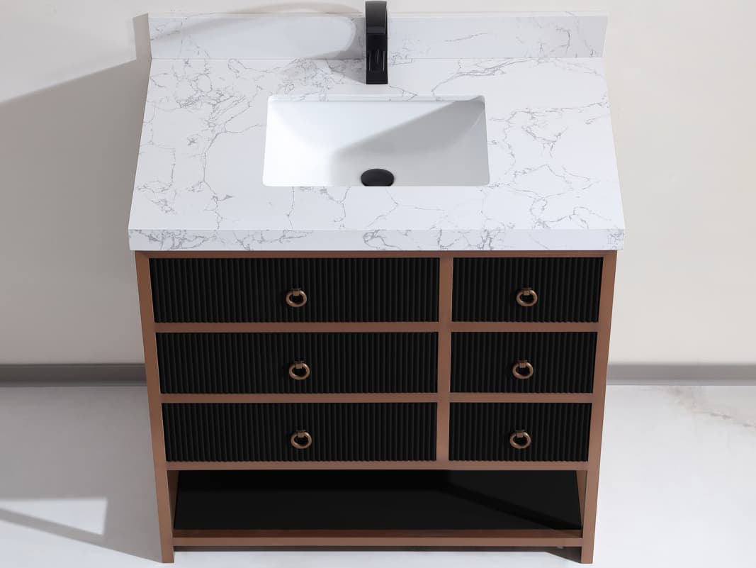 Legion Furniture Wk Series Tricorn Black Vanity With White Artificial Top