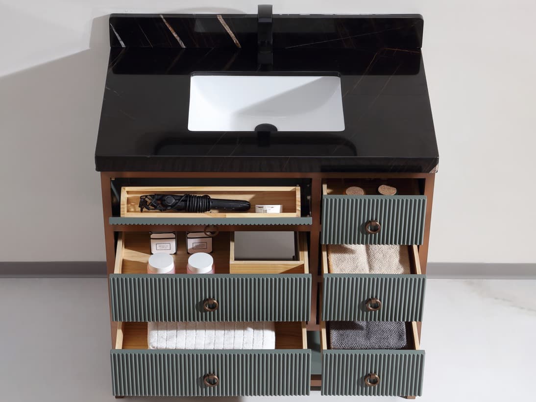 Legion Furniture Wk Series Pewter Green Vanity With Black Natural Top