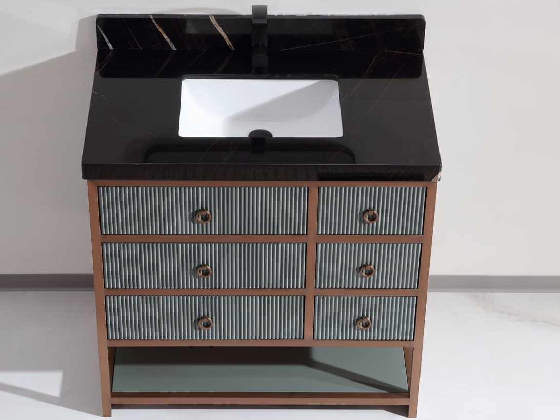 Legion Furniture Wk Series Pewter Green Vanity With Black Natural Top