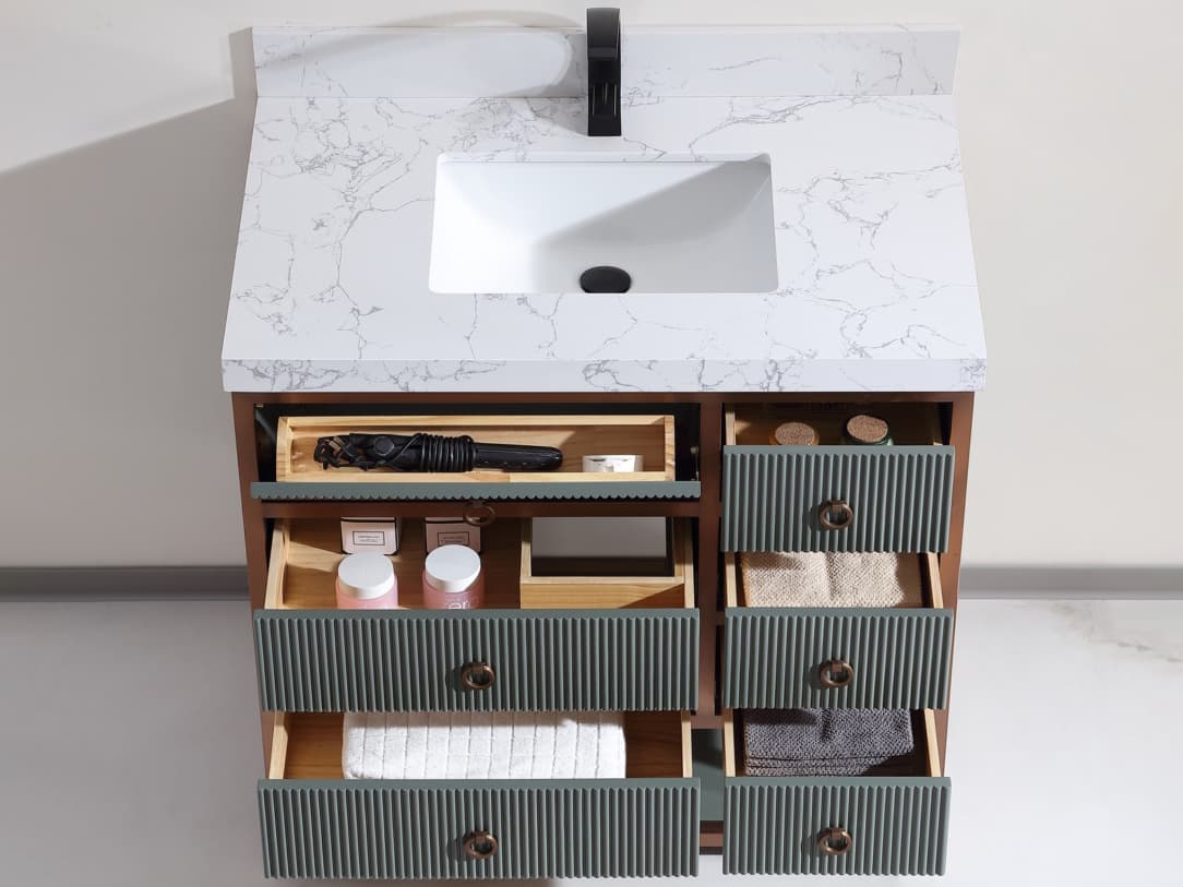 Legion Furniture Wk Series Pewter Green Vanity With White Artificial Top