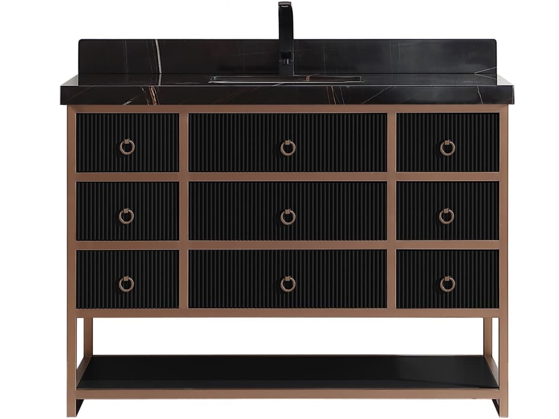 Legion Furniture Wk Series Tricorn Black Vanity With Black Natural Top