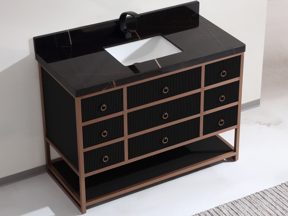 Legion Furniture Wk Series Tricorn Black Vanity With Black Natural Top