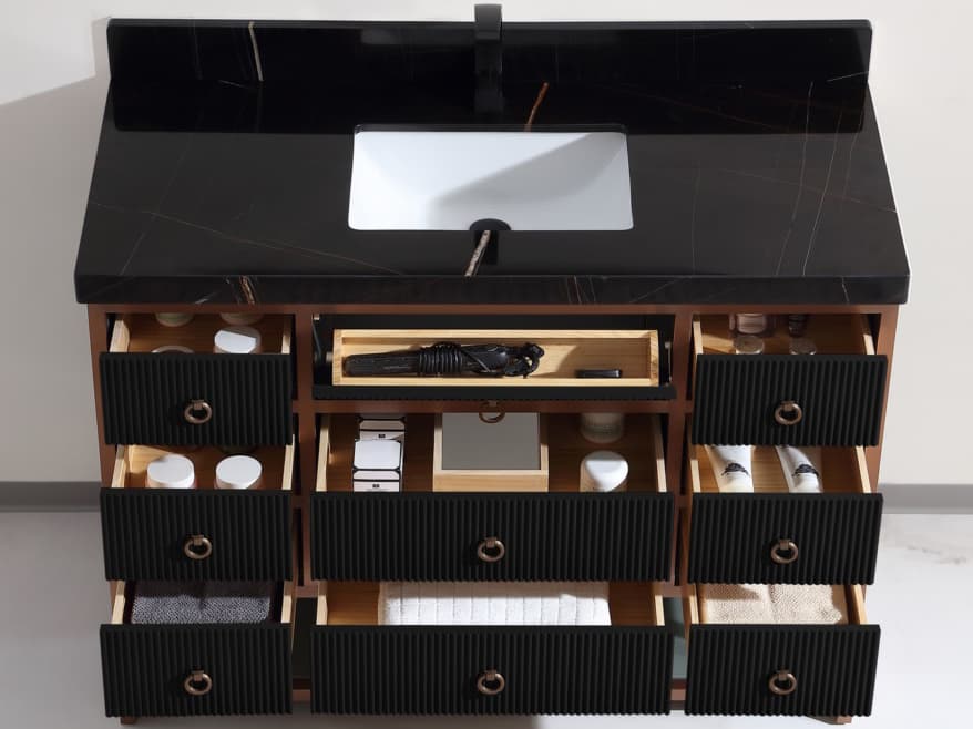 Legion Furniture Wk Series Tricorn Black Vanity With Black Natural Top