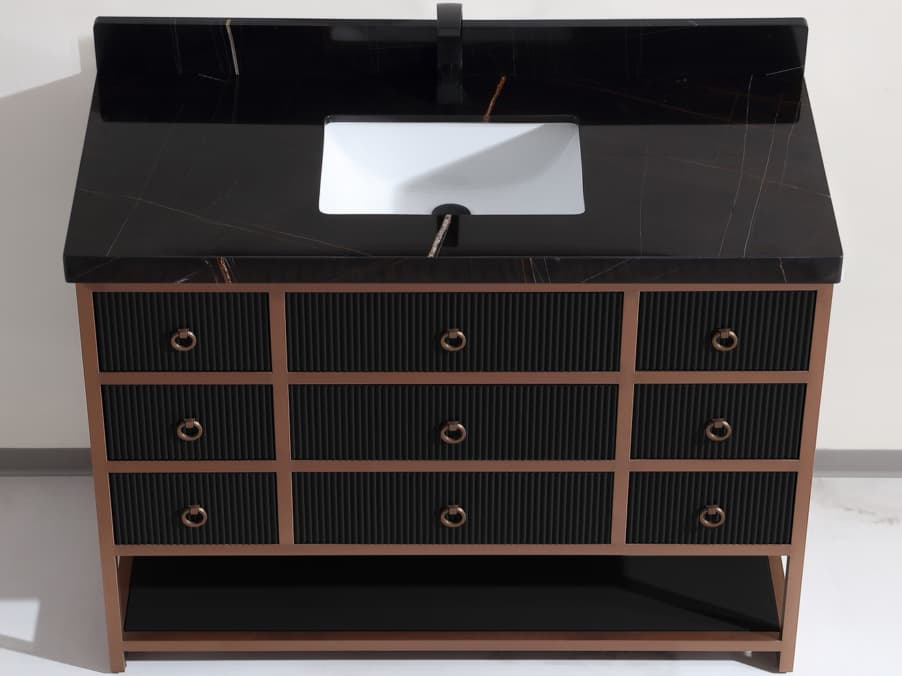 Legion Furniture Wk Series Tricorn Black Vanity With Black Natural Top