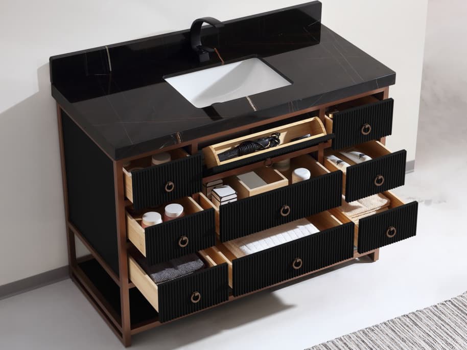 Legion Furniture Wk Series Tricorn Black Vanity With Black Natural Top