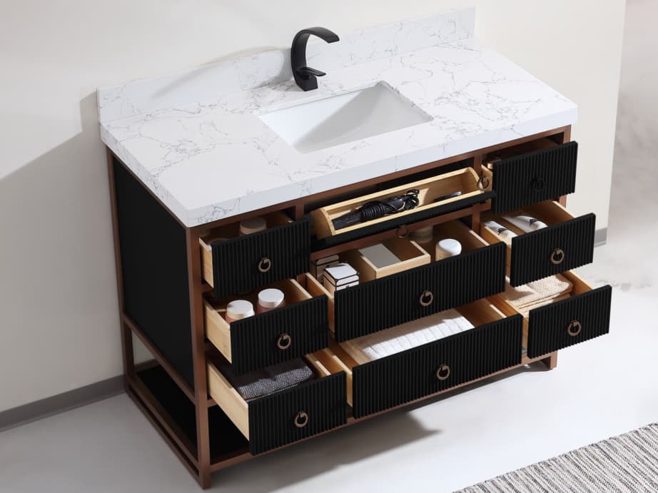 Legion Furniture Wk Series Tricorn Black Vanity With White Artificial Top