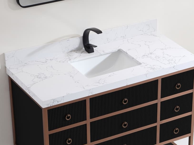 Legion Furniture Wk Series Tricorn Black Vanity With White Artificial Top