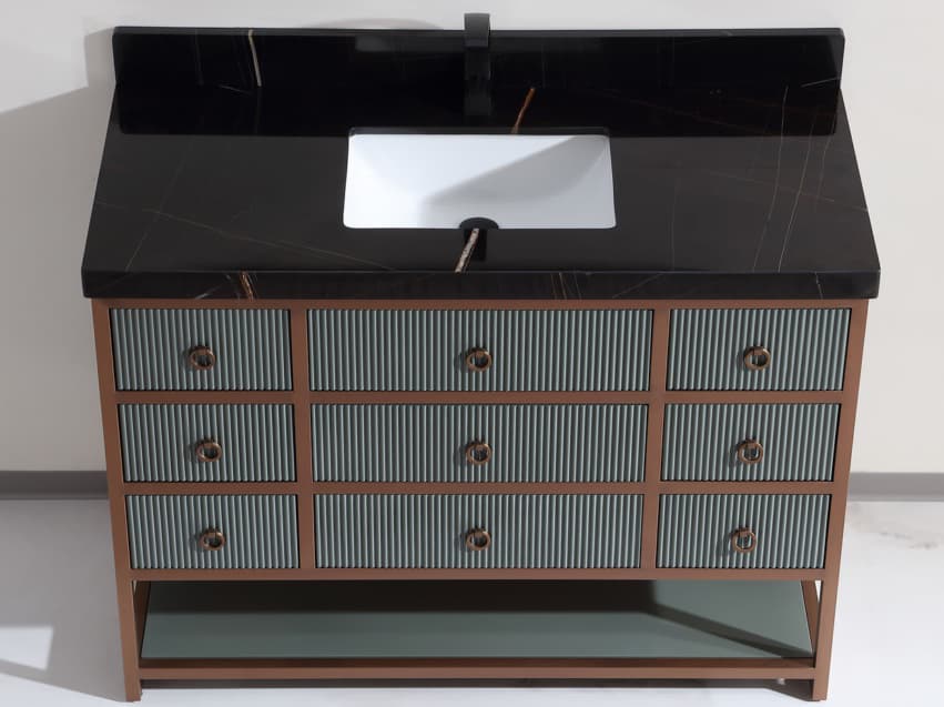 Legion Furniture Wk Series Pewter Green Vanity With Black Natural Top