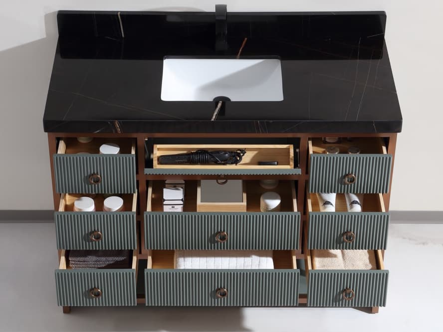 Legion Furniture Wk Series Pewter Green Vanity With Black Natural Top