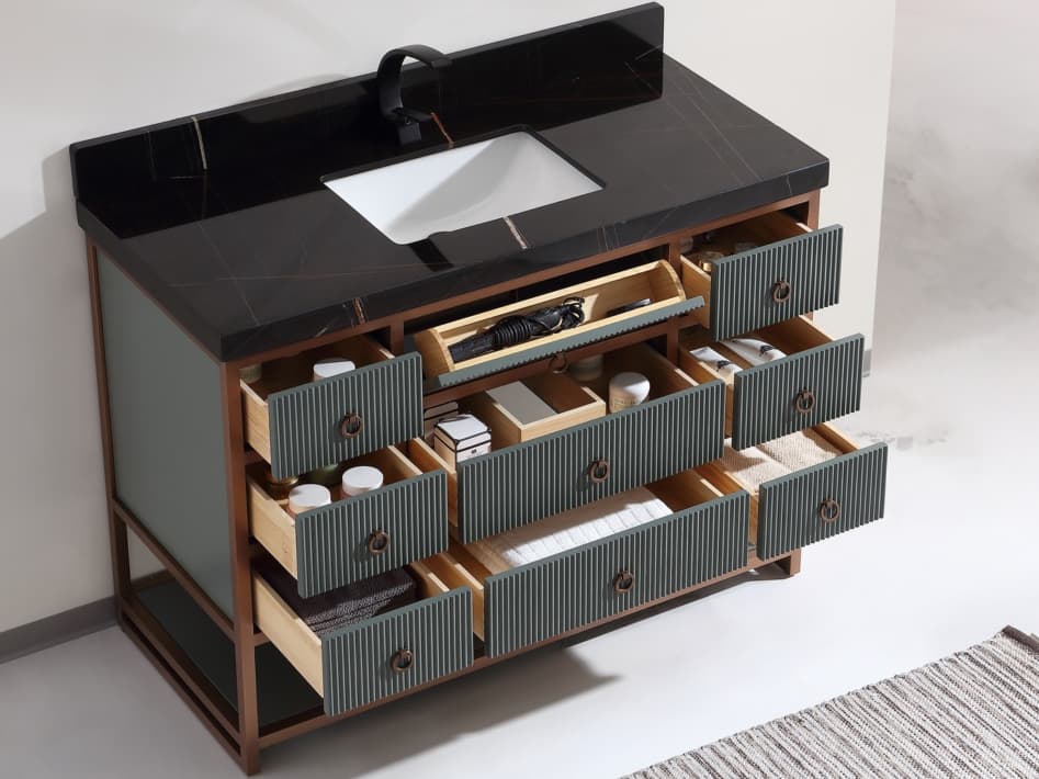 Legion Furniture Wk Series Pewter Green Vanity With Black Natural Top