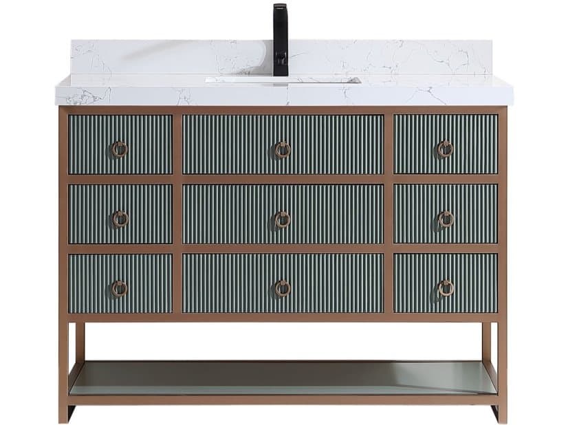 Legion Furniture Wk Series Pewter Green Vanity With White Artificial Top