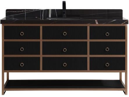 Legion Furniture Wk Series Tricorn Black Vanity With Black Natural Marble Top