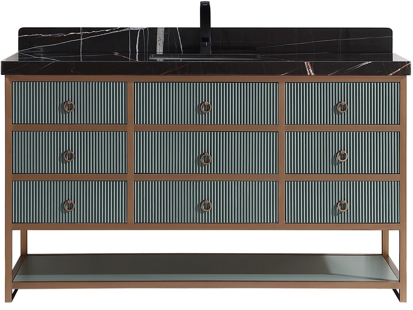 Legion Furniture Wk Series Pewter Green Vanity With Black Natural Top