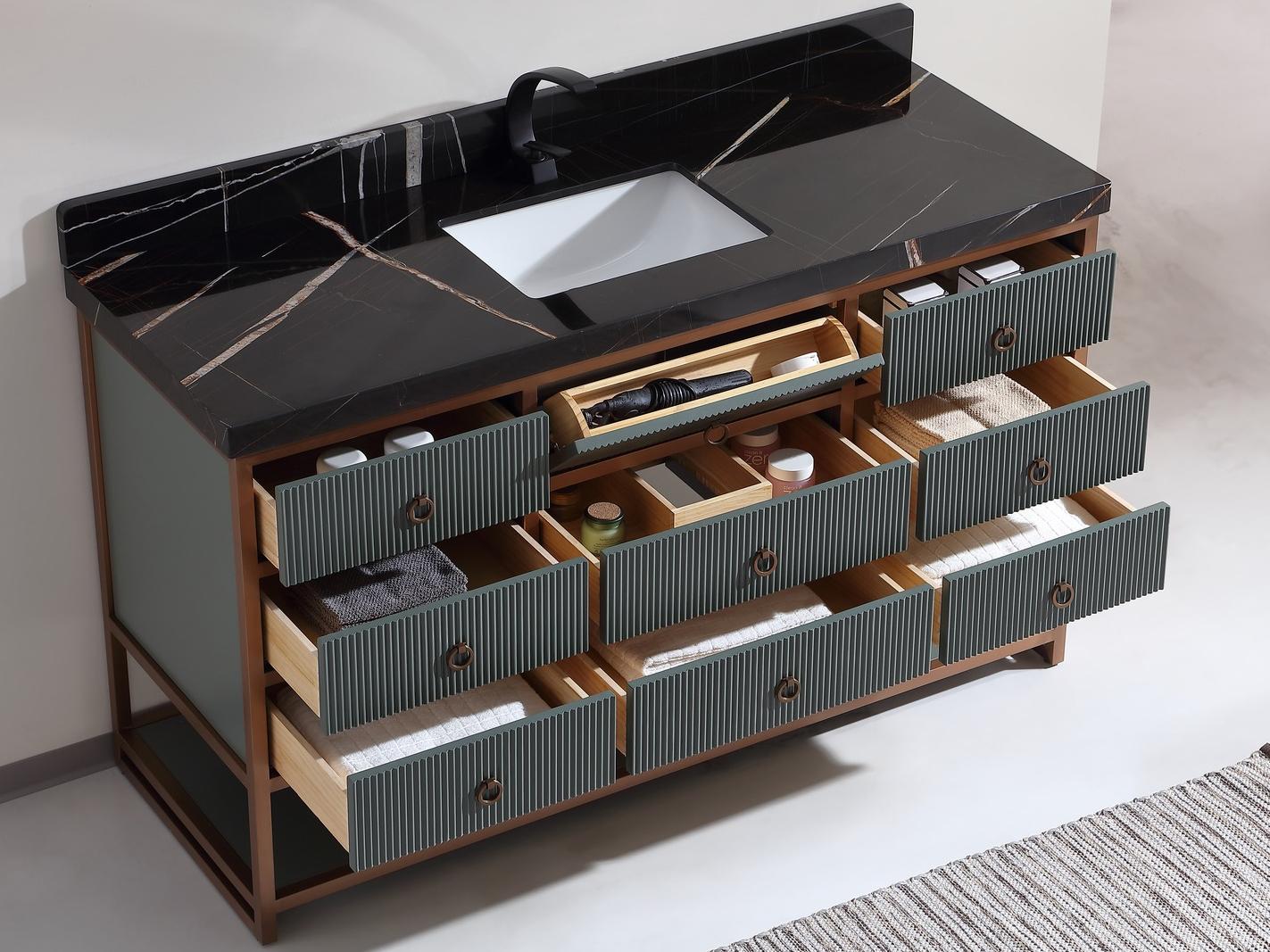 Legion Furniture Wk Series Pewter Green Vanity With Black Natural Top