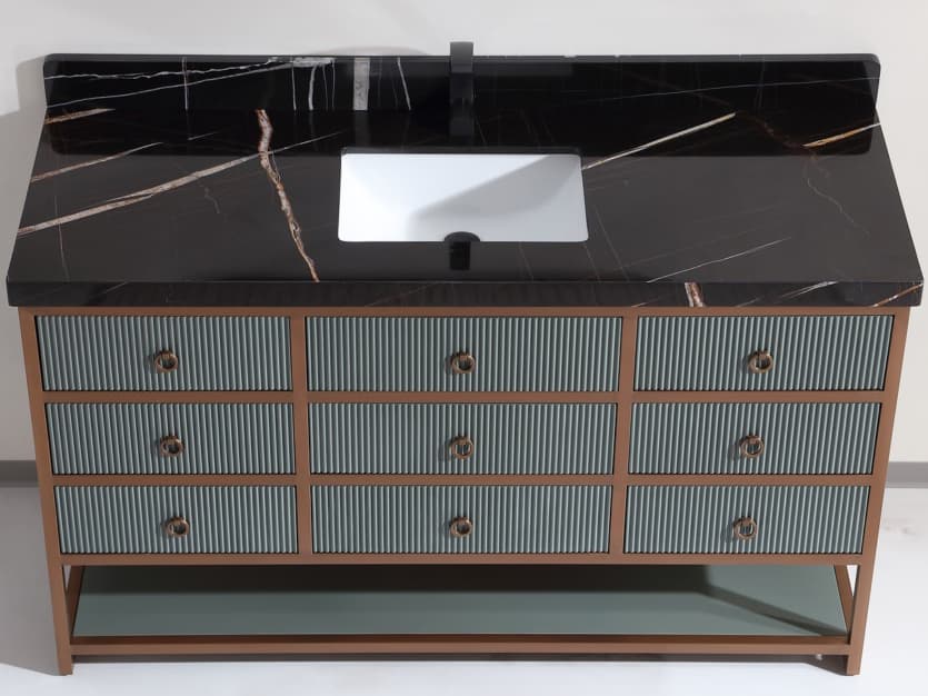 Legion Furniture Wk Series Pewter Green Vanity With Black Natural Top