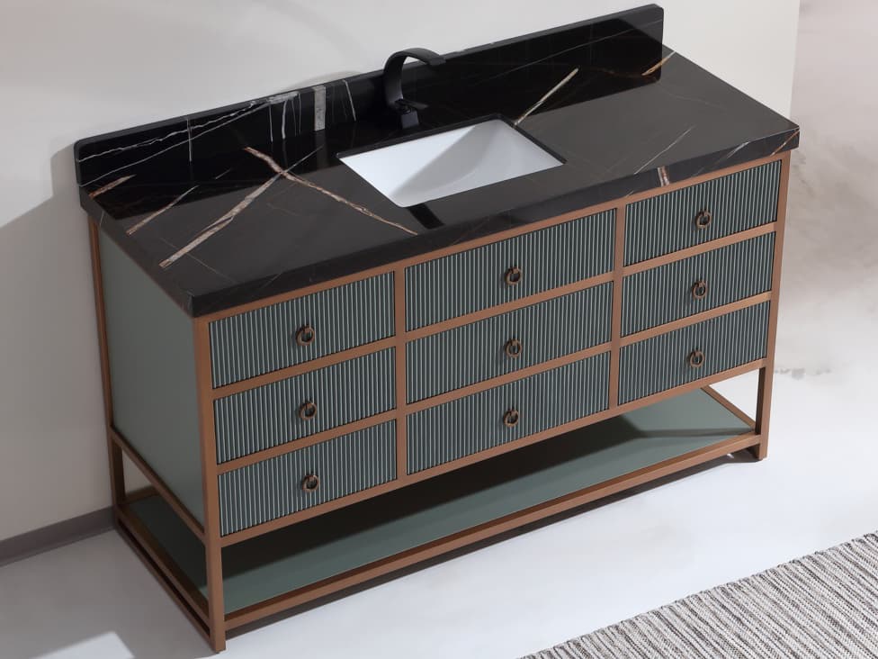 Legion Furniture Wk Series Pewter Green Vanity With Black Natural Top