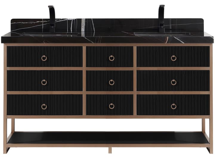 Legion Furniture Wk Series Tricorn Black Vanity With Black Natural Top