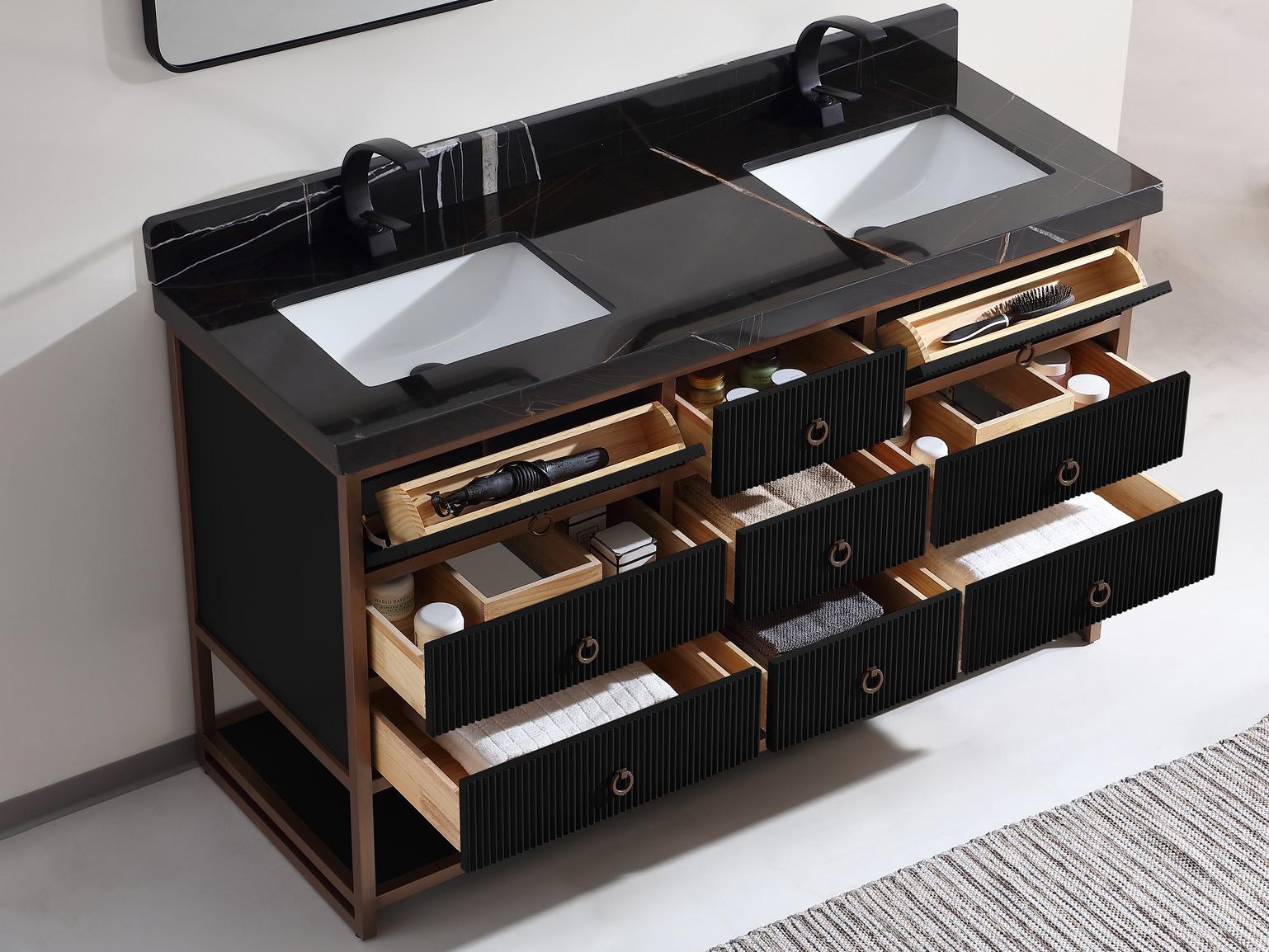 Legion Furniture Wk Series Tricorn Black Vanity With Black Natural Top