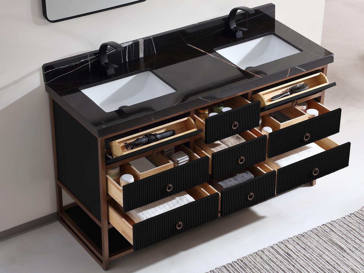 Legion Furniture Wk Series Tricorn Black Vanity With Black Natural Top