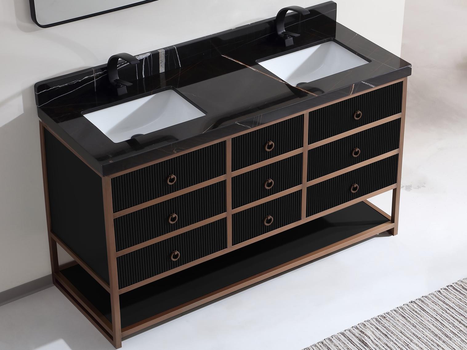 Legion Furniture Wk Series Tricorn Black Vanity With Black Natural Top