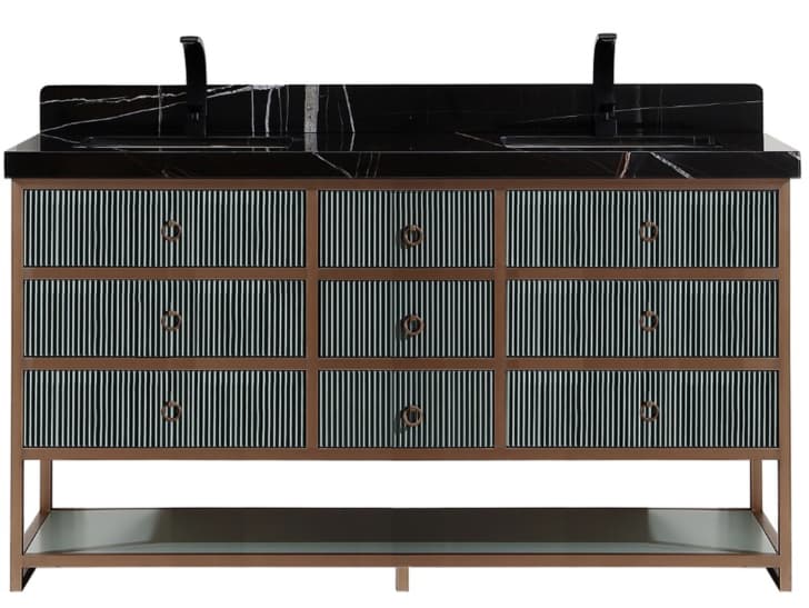 Legion Furniture Wk Series Pewter Green Vanity With Black Natural Top