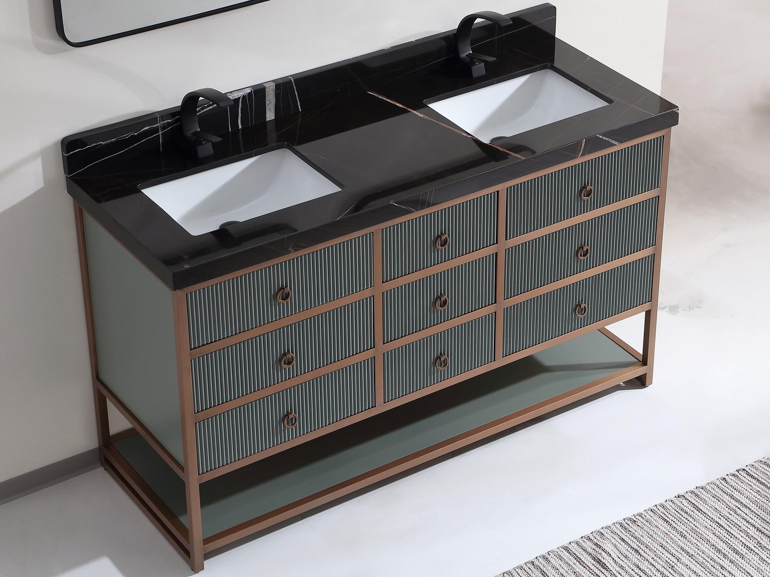 Legion Furniture Wk Series Pewter Green Vanity With Black Natural Top