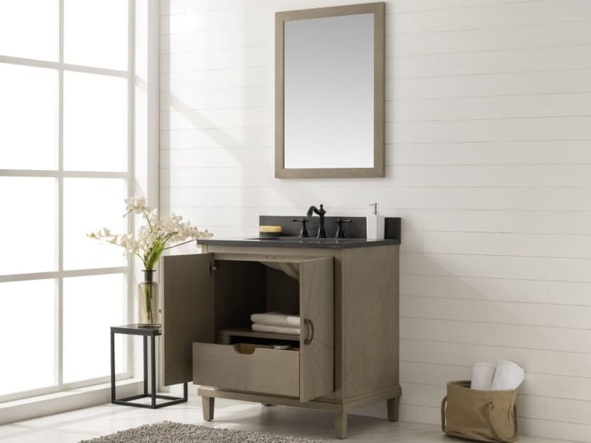 Legion Furniture Wlf Series Antique Gray Vanity With Blue Limestone Top