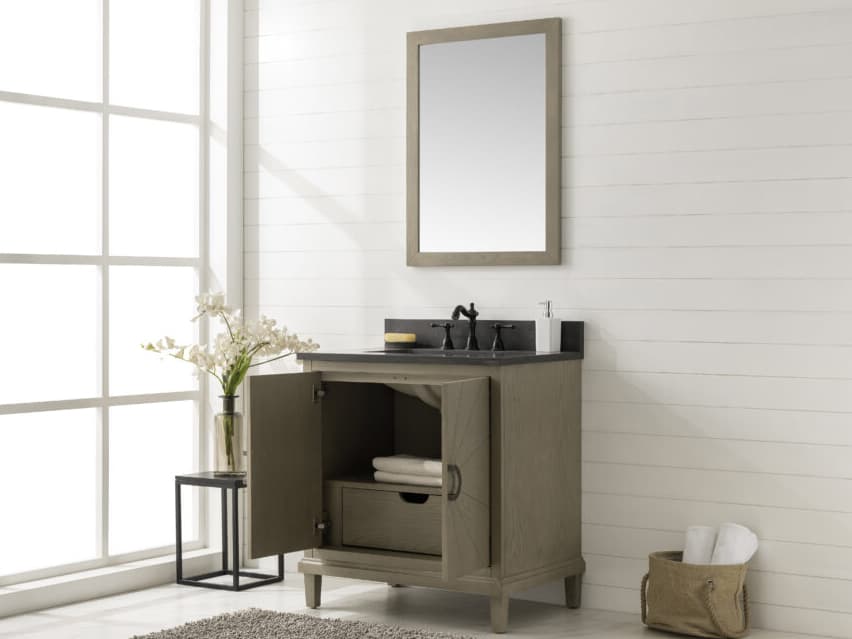 Legion Furniture Wlf Series Antique Gray Vanity With Blue Limestone Top