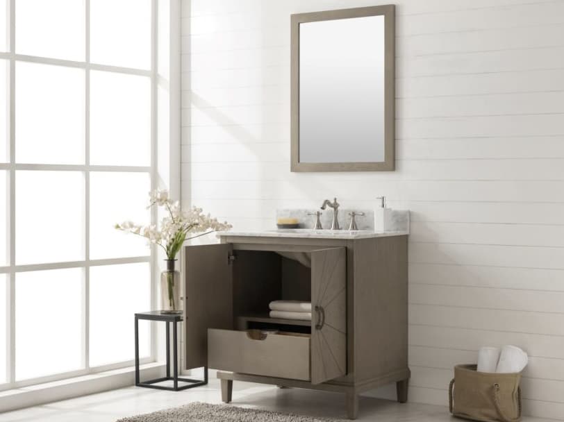 Legion Furniture Wlf Series Antique Gray Vanity With Carrara White Top