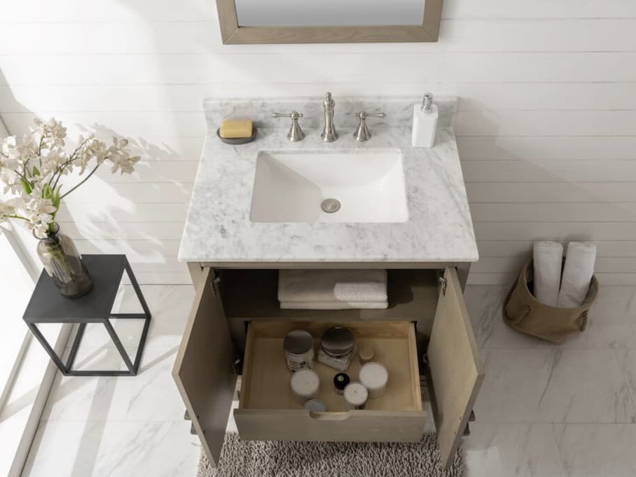 Legion Furniture Wlf Series Antique Gray Vanity With Carrara White Top