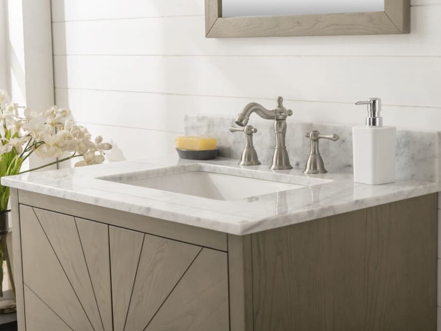 Legion Furniture Wlf Series Antique Gray Vanity With Carrara White Top