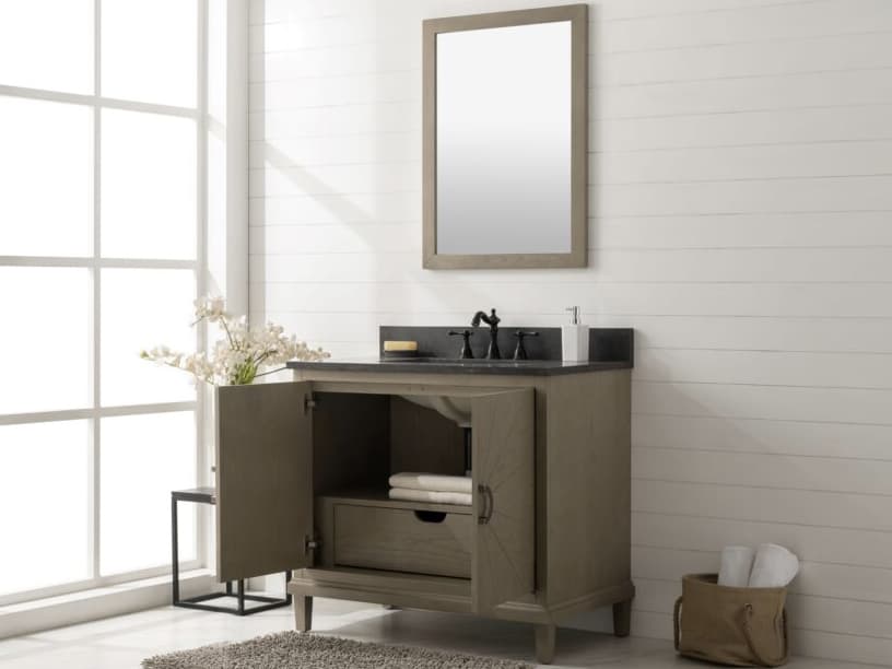 Legion Furniture Wlf Series Antique Gray Vanity With Blue Limestone Top