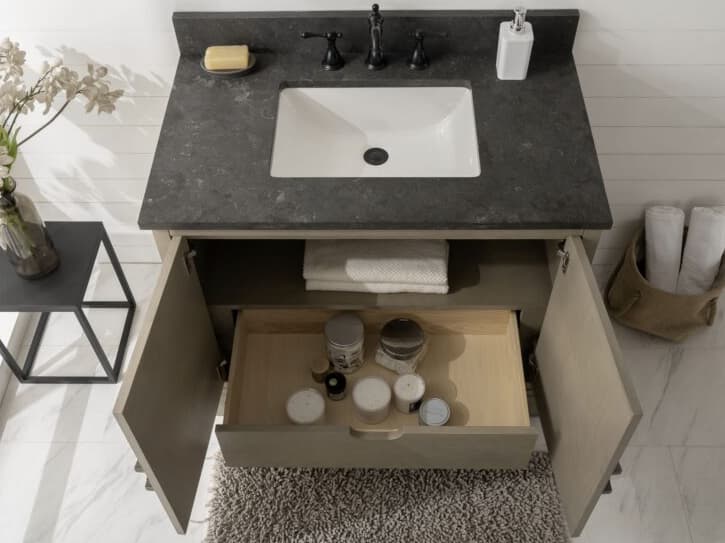 Legion Furniture Wlf Series Antique Gray Vanity With Blue Limestone Top