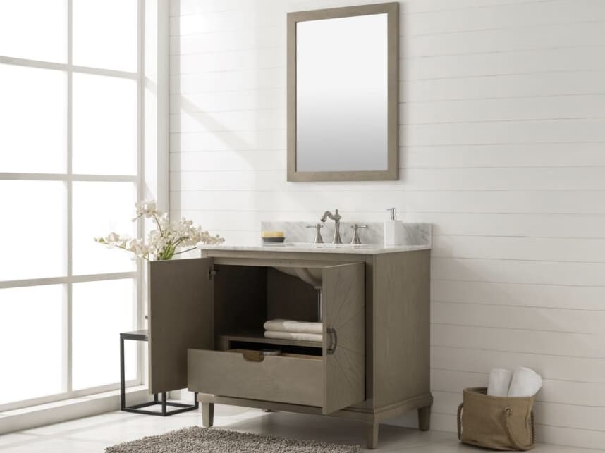 Legion Furniture Wlf Series Antique Gray Vanity With Carrara White Top