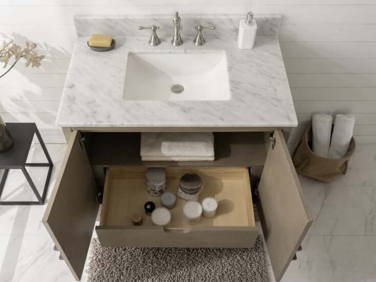 Legion Furniture Wlf Series Antique Gray Vanity With Carrara White Top