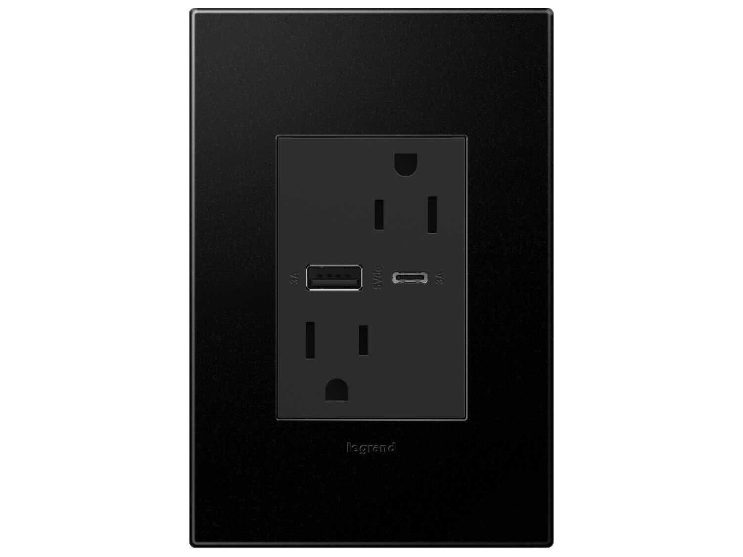Legrand Adorne Graphite  Tamper-Resistant Ultra-Fast USB Type-A/C Outlet