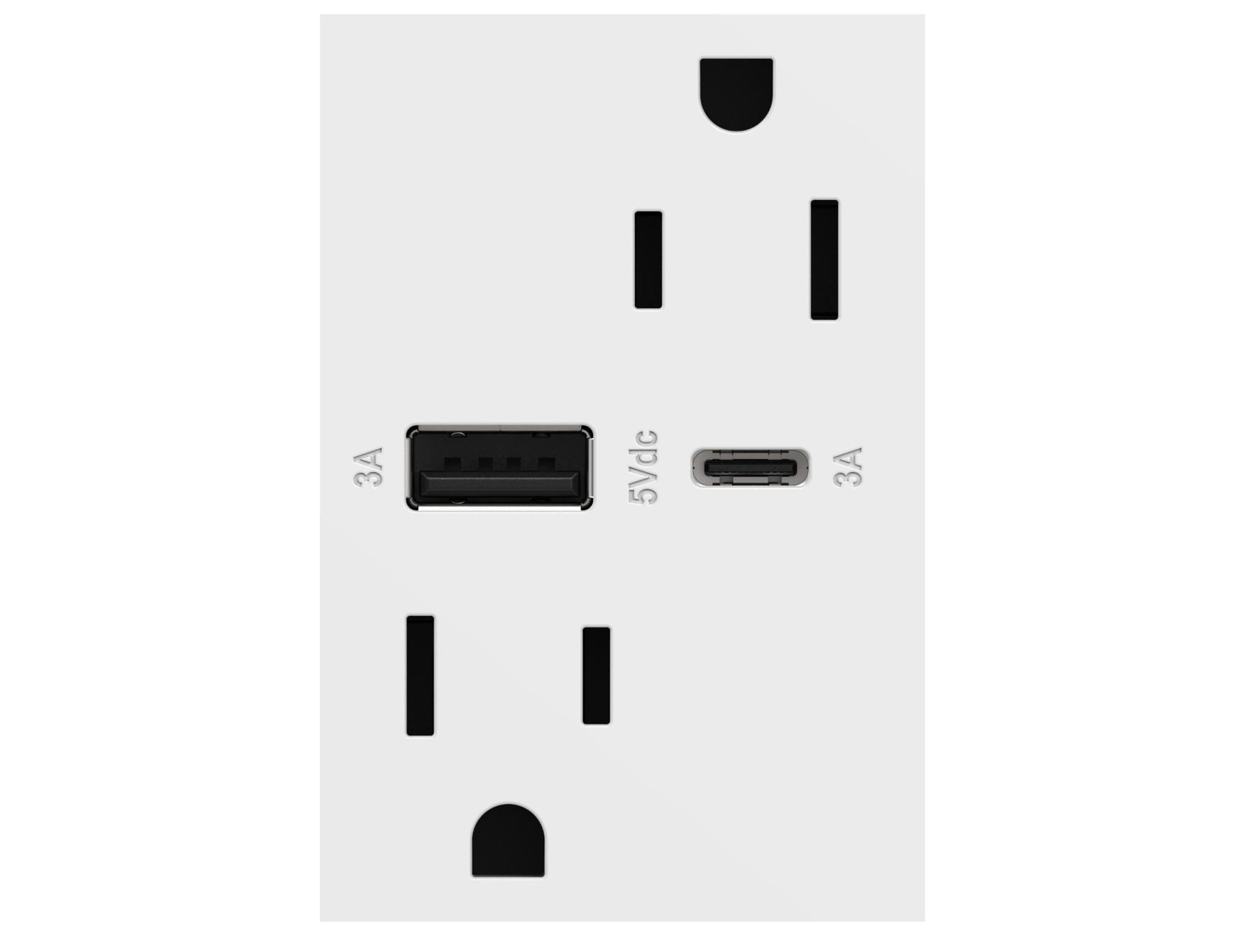 Legrand Adorne White Tamper-Resistant Ultra-Fast USB Type-A/C Outlet