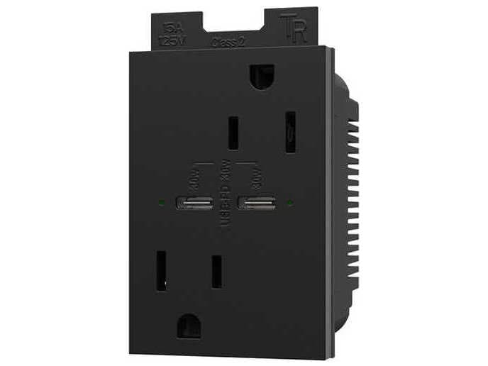 Legrand Adorne Graphite Tamper-Resistant Ultra-Fast Plus Power Delivery USB Type-C/C Outlet