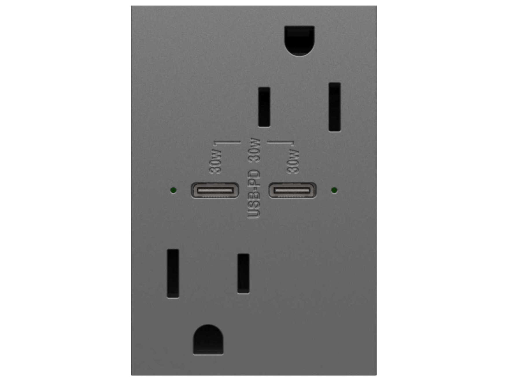 Legrand Adorne Magnesium Tamper-Resistant Ultra-Fast Plus Power Delivery USB Type-C/C Outlet