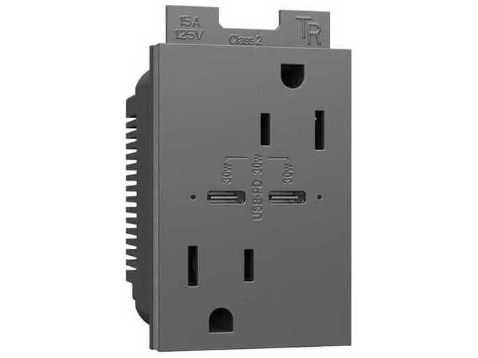 Legrand Adorne Magnesium Tamper-Resistant Ultra-Fast Plus Power Delivery USB Type-C/C Outlet