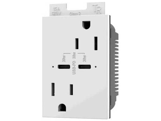 Legrand Adorne White Tamper-Resistant Ultra-Fast Plus Power Delivery USB Type-C/C Outlet