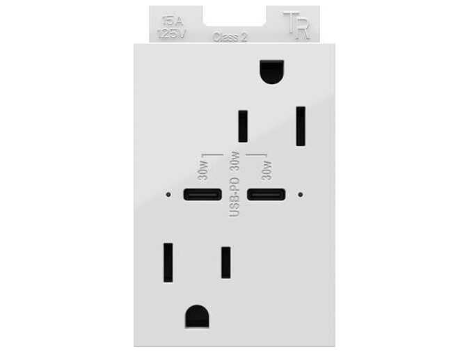 Legrand Adorne White Tamper-Resistant Ultra-Fast Plus Power Delivery USB Type-C/C Outlet