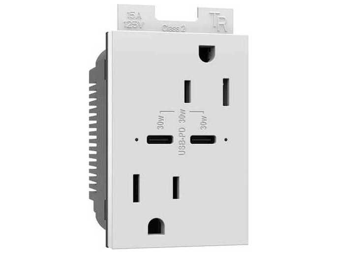 Legrand Adorne White Tamper-Resistant Ultra-Fast Plus Power Delivery USB Type-C/C Outlet